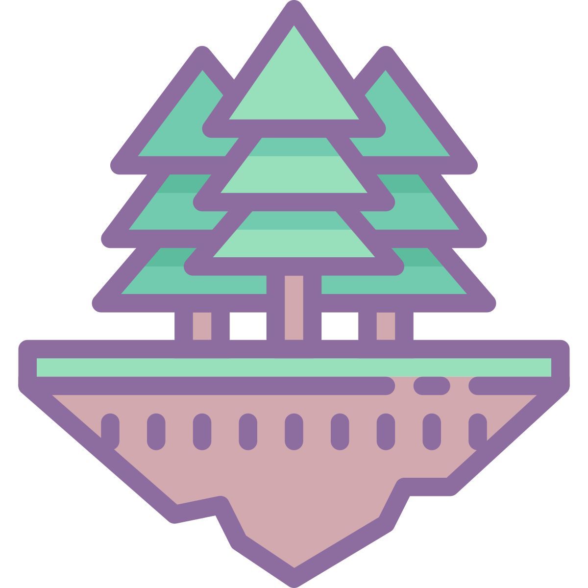 cute color style foresta isola galleggiante icon