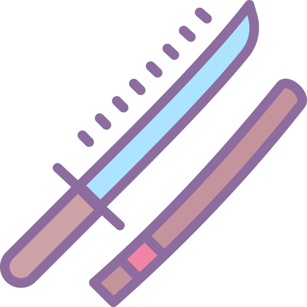 cute color style katana sword icon