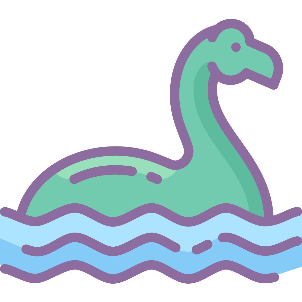 cute color style loch ness monster icon