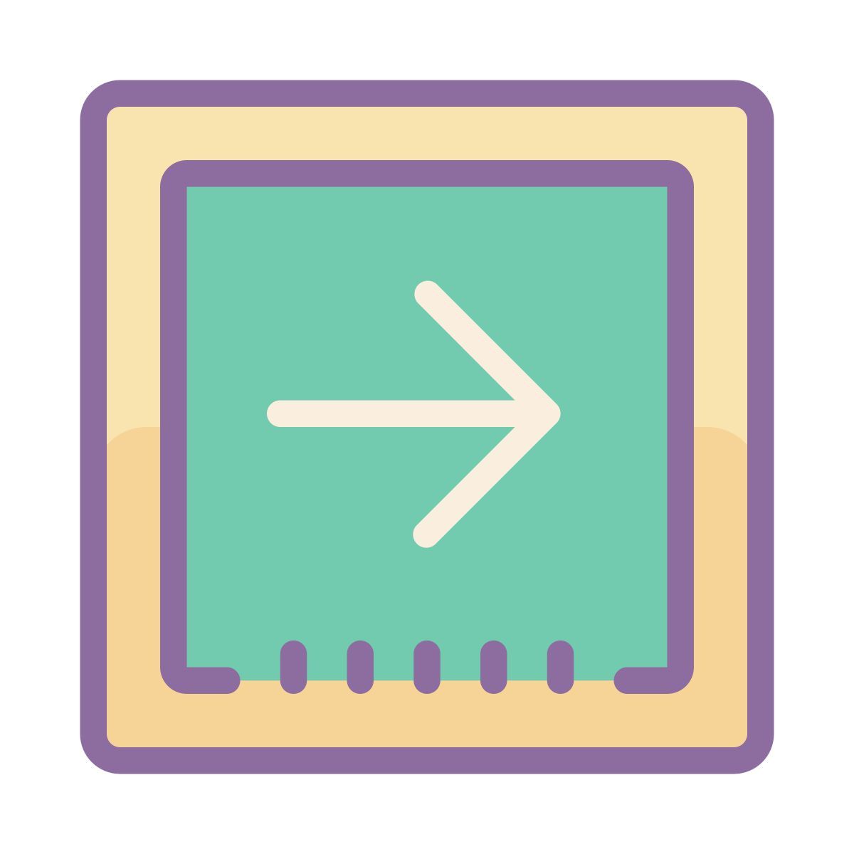 cute color style derecha en cuadrado icon