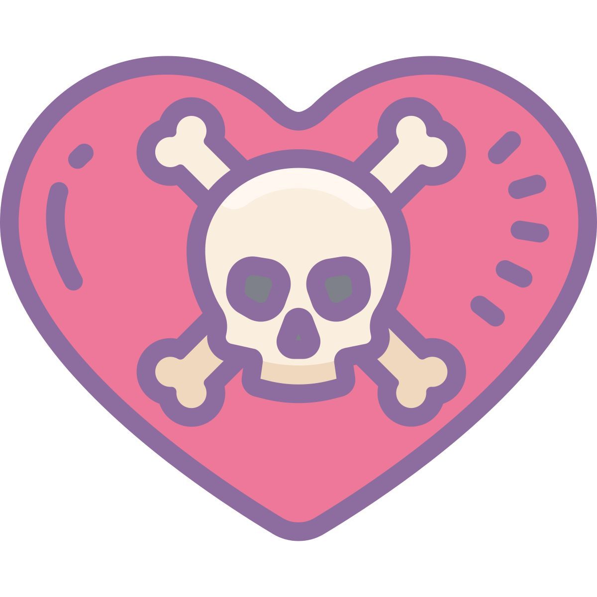 cute color style teschio cuore icon