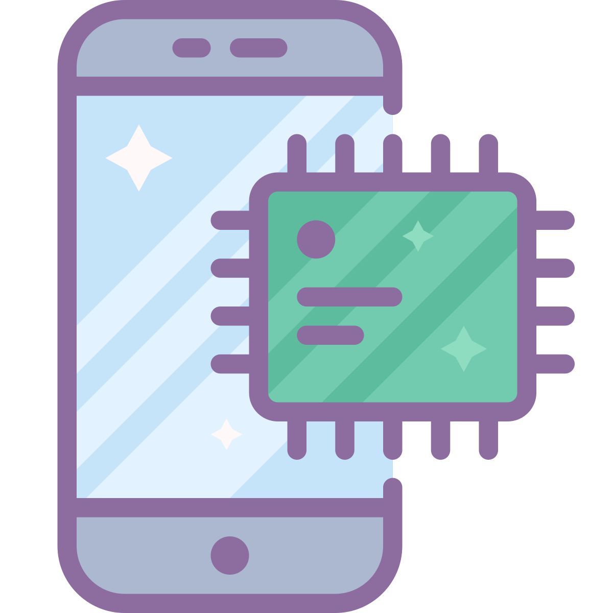 cute color style smartphone cpu icon