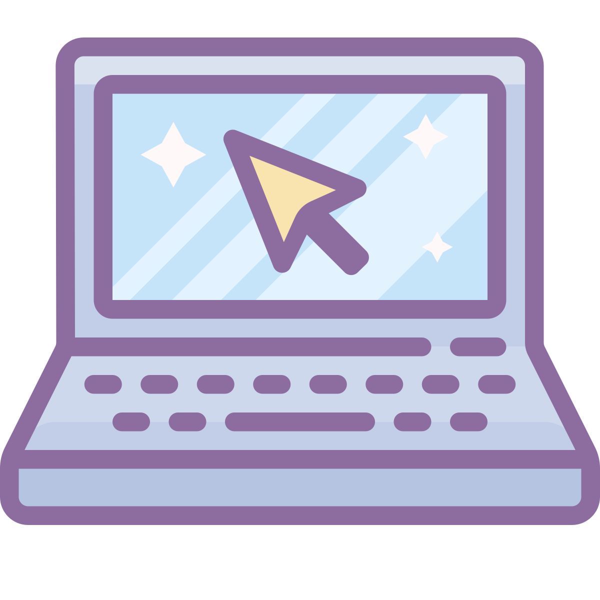 cute color style laptop with cursor icon