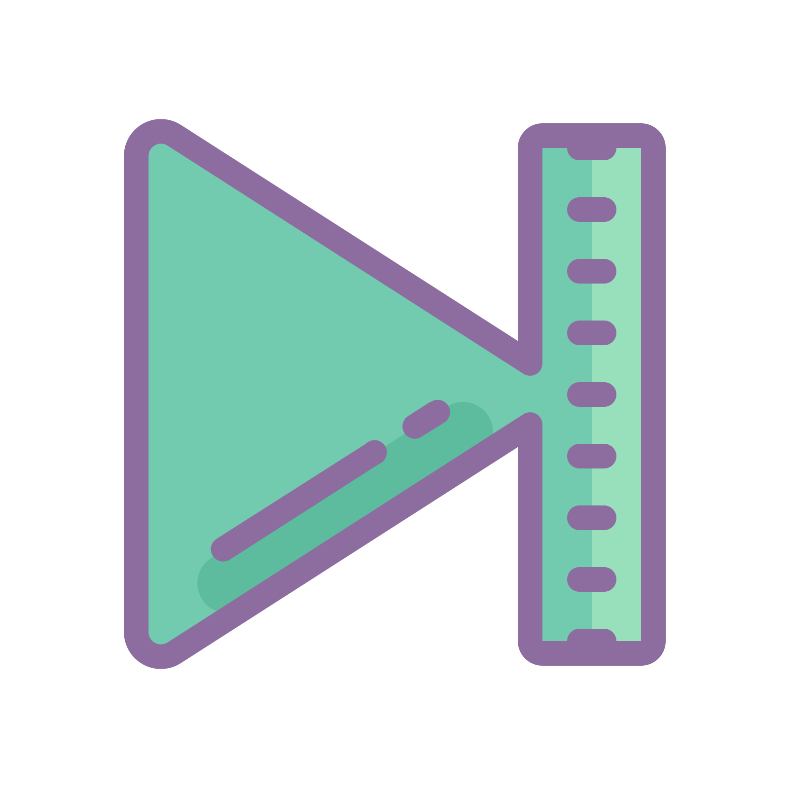 symbol up against a bar, that would indicate an button to end