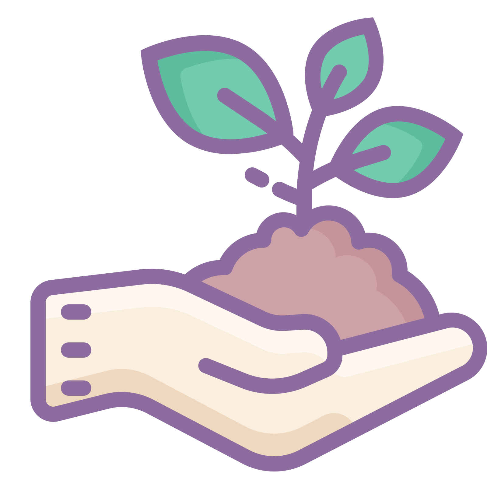 or dirt in it, with a leaf and a stem coming out of the soil
