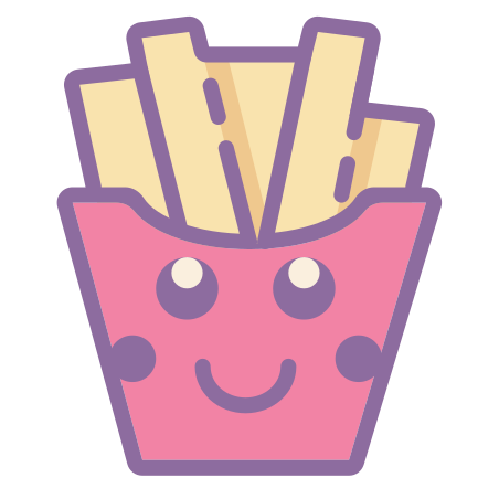 Kawaii French Fries icon in Cute Color Style