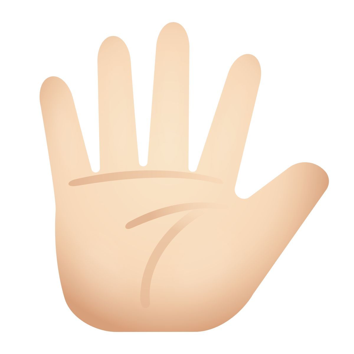 emoji style hand with fingers splayed light skin tone icon