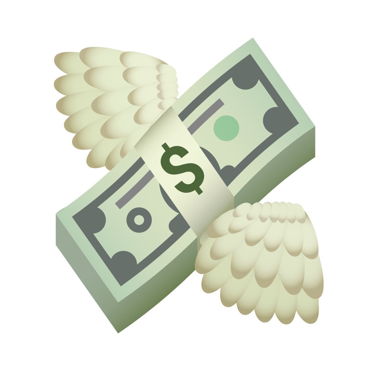 emoji style money with wings icon