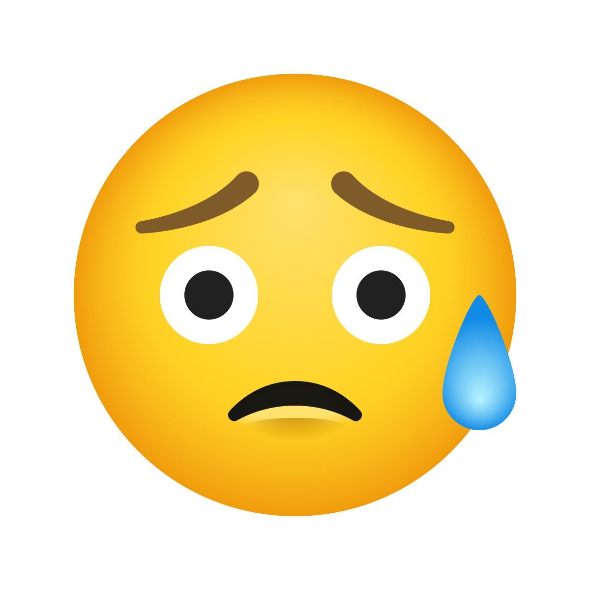 emoji style 悲伤但如释重负的脸 icon