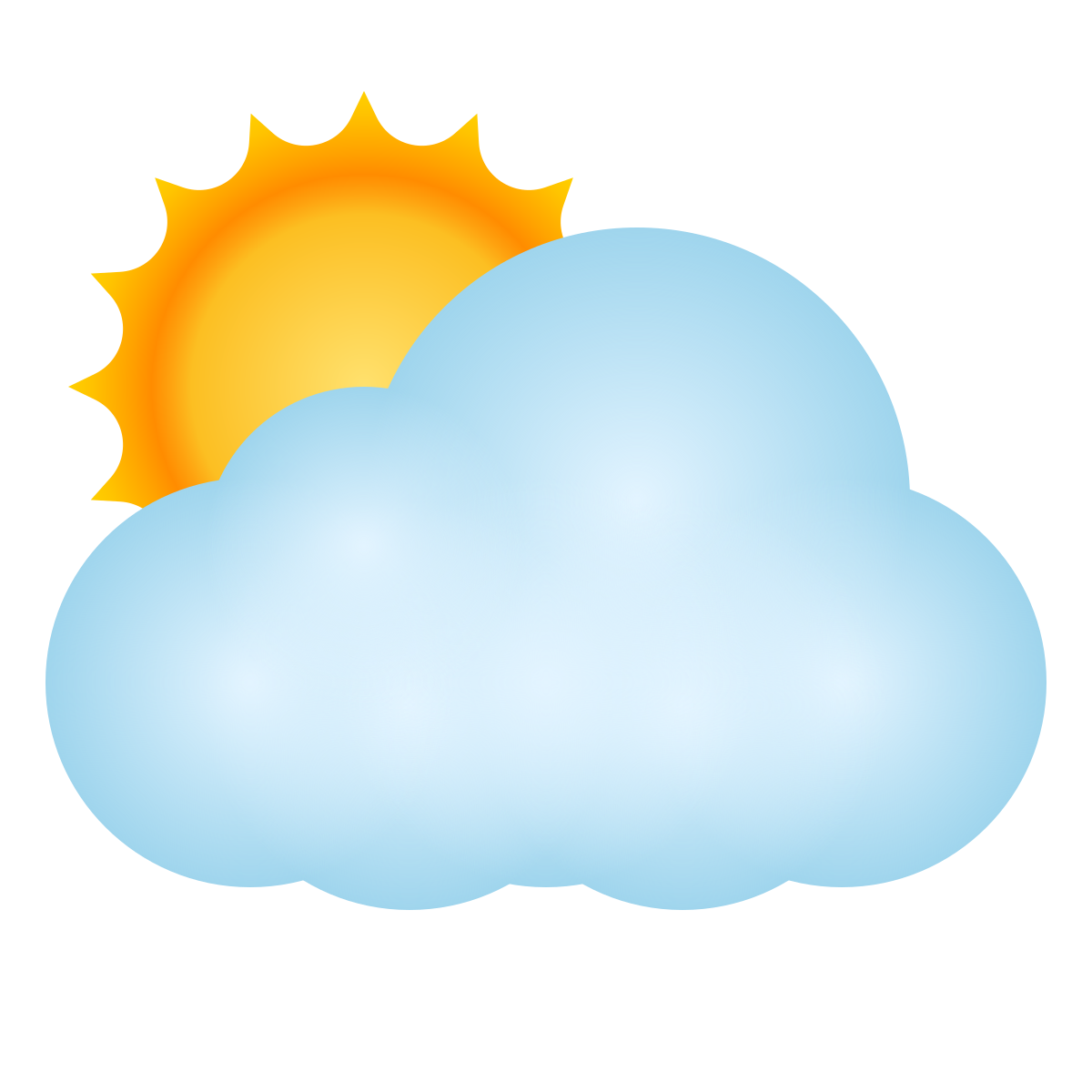 emoji style sun behind cloud icon