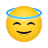 Glóriás mosolygó arc ikon