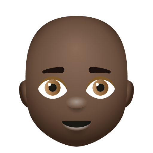 Bald Man Dark Skin Tone icon in Emoji Style
