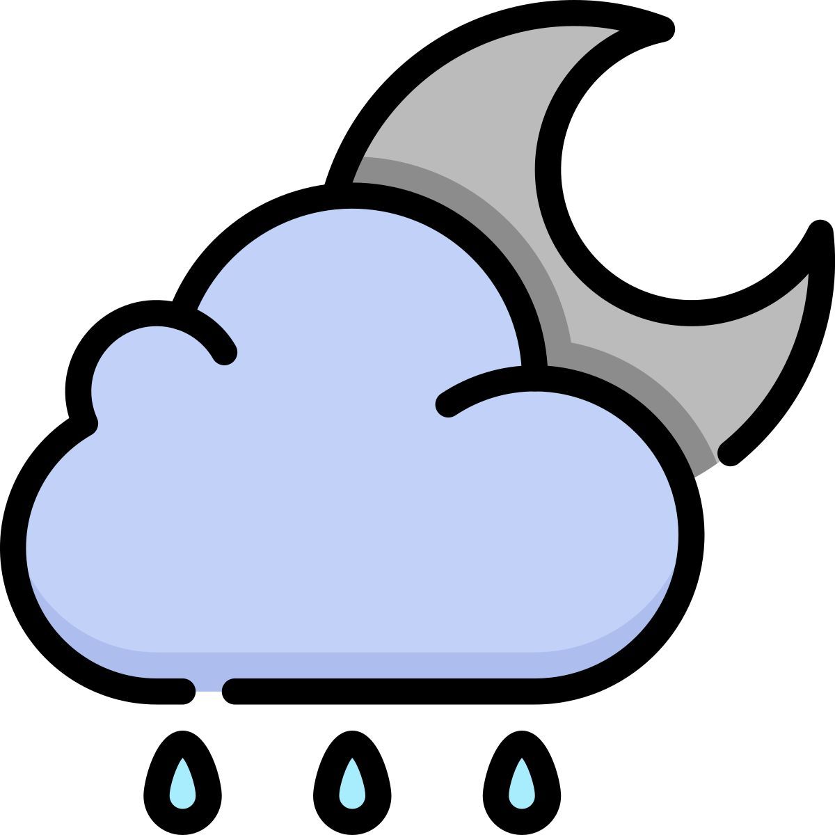 cloud rain moon icon