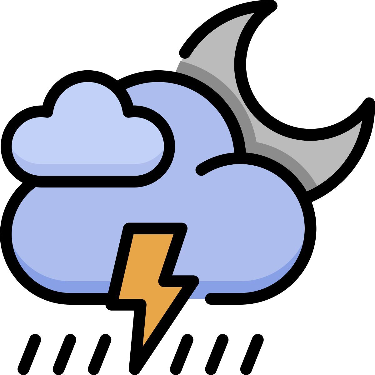cloud rain storm moon icon