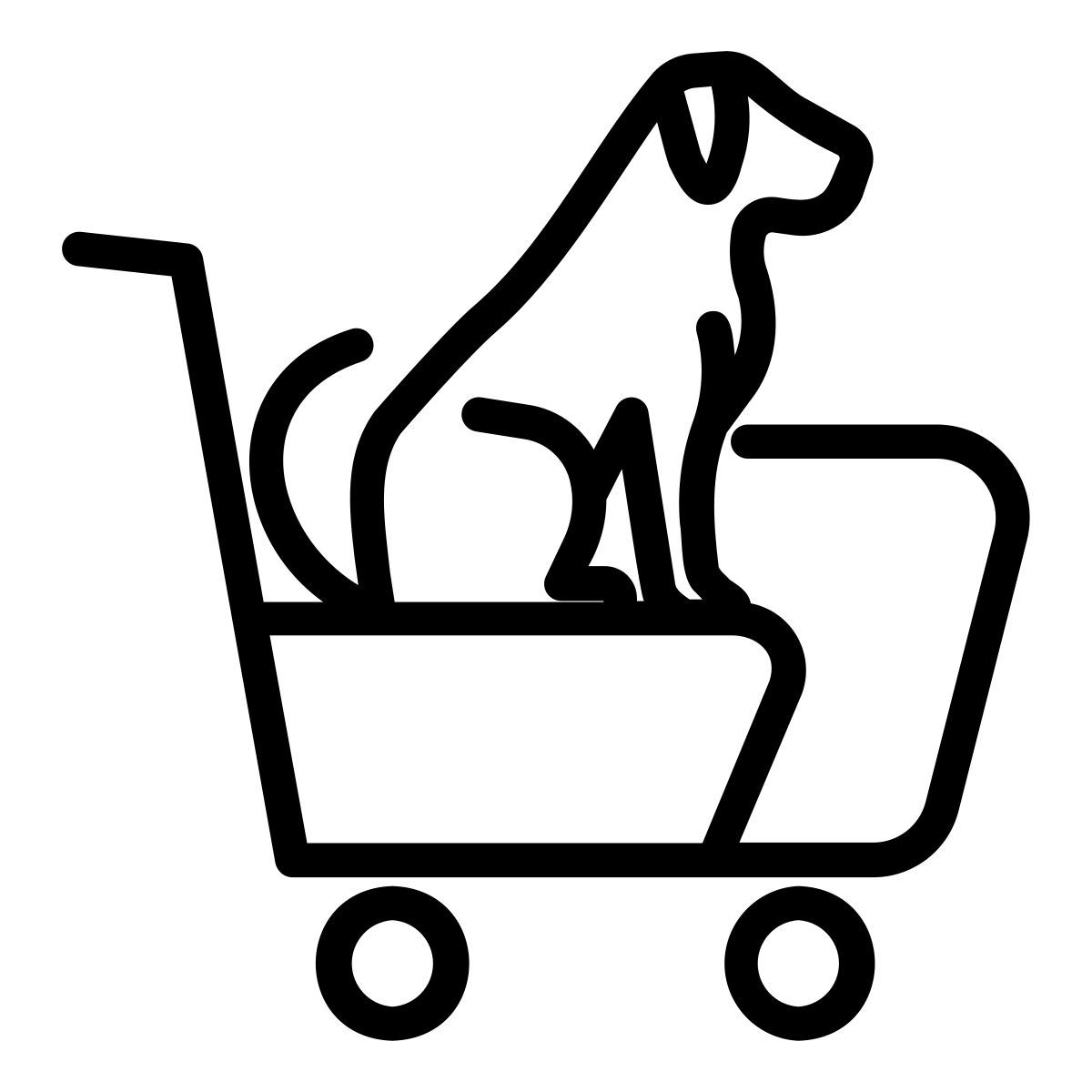 dog in trolly icon