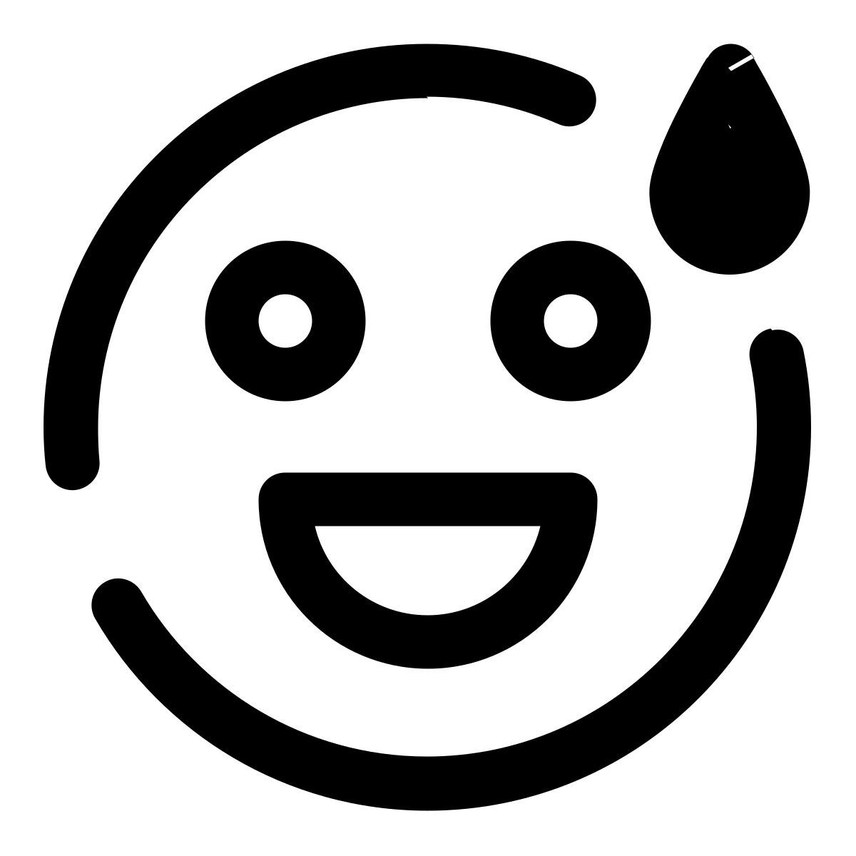 ojos abiertos, sudor y sonrisa icon