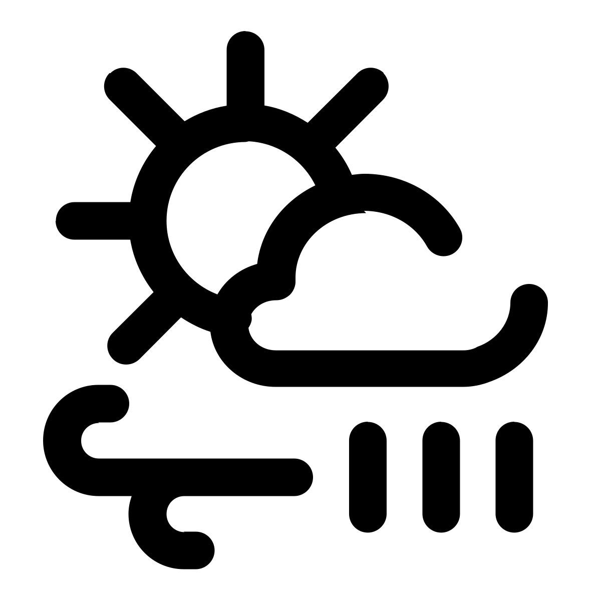 sunny windy rain icon