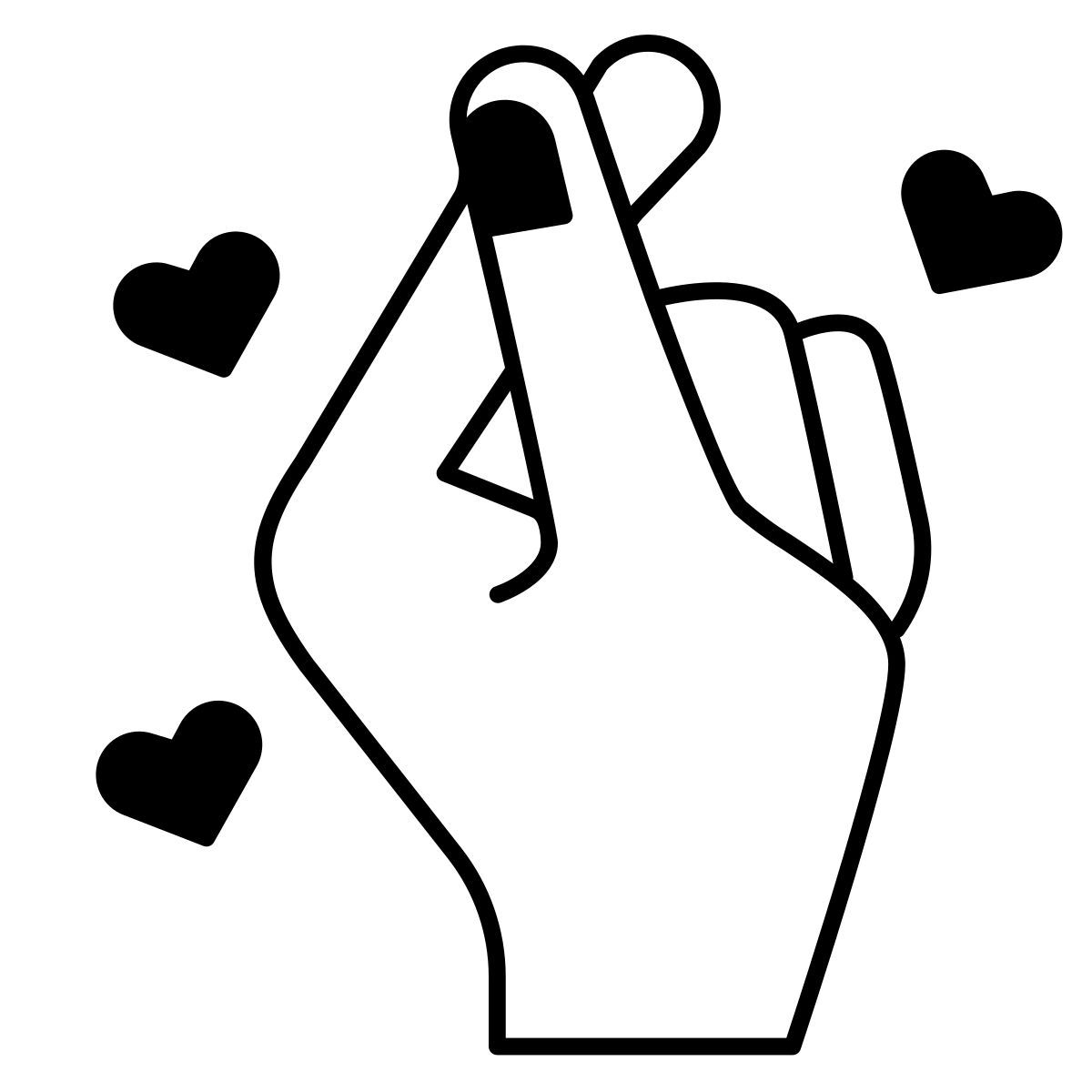 hand with hearts icon