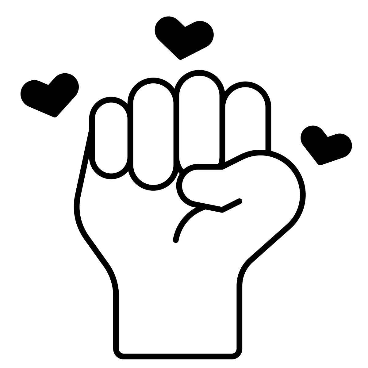 hand with hearts icon