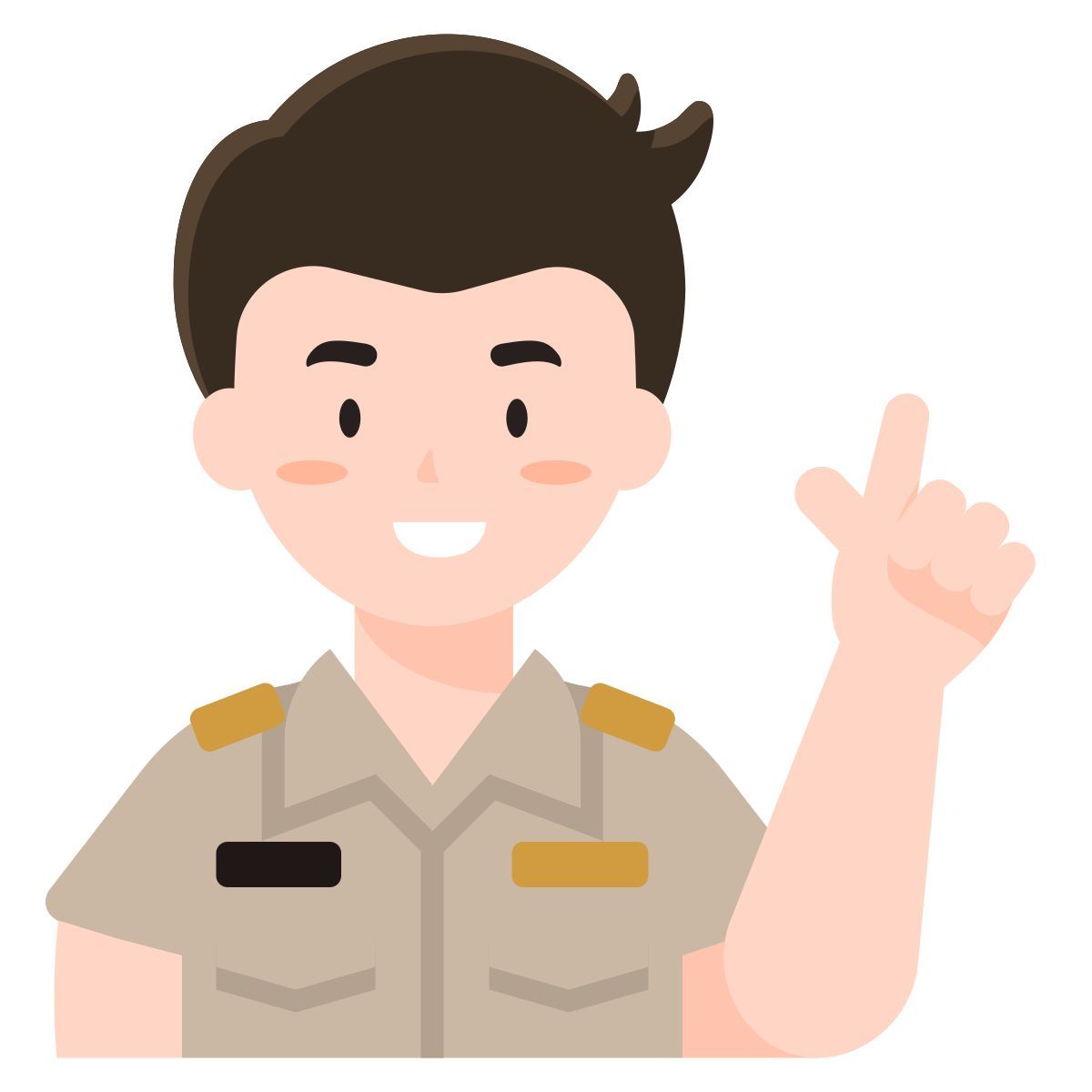 gesto de un oficial docente con la mano señalando icon