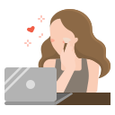 external woman-laptop-beauty-blogger-influencer-makeup-tutorial-social-life-ddara-flat-ddara icon