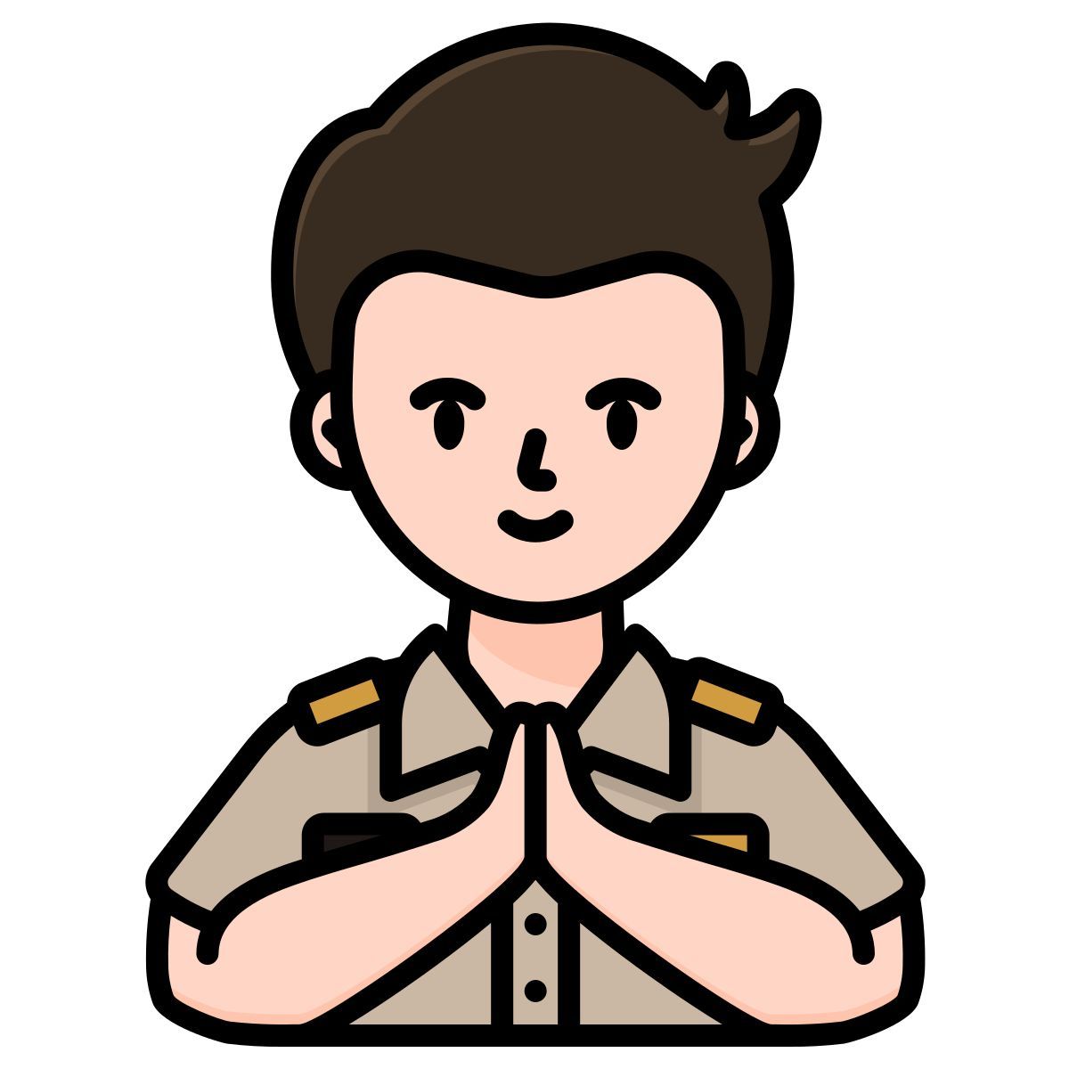 man officers teacher greeting sawasdee thailand welcome gesture icon
