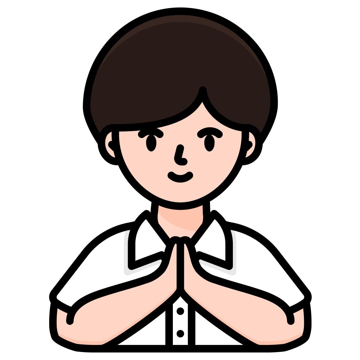student boy school sawasdee hand gesture thailand greeting icon