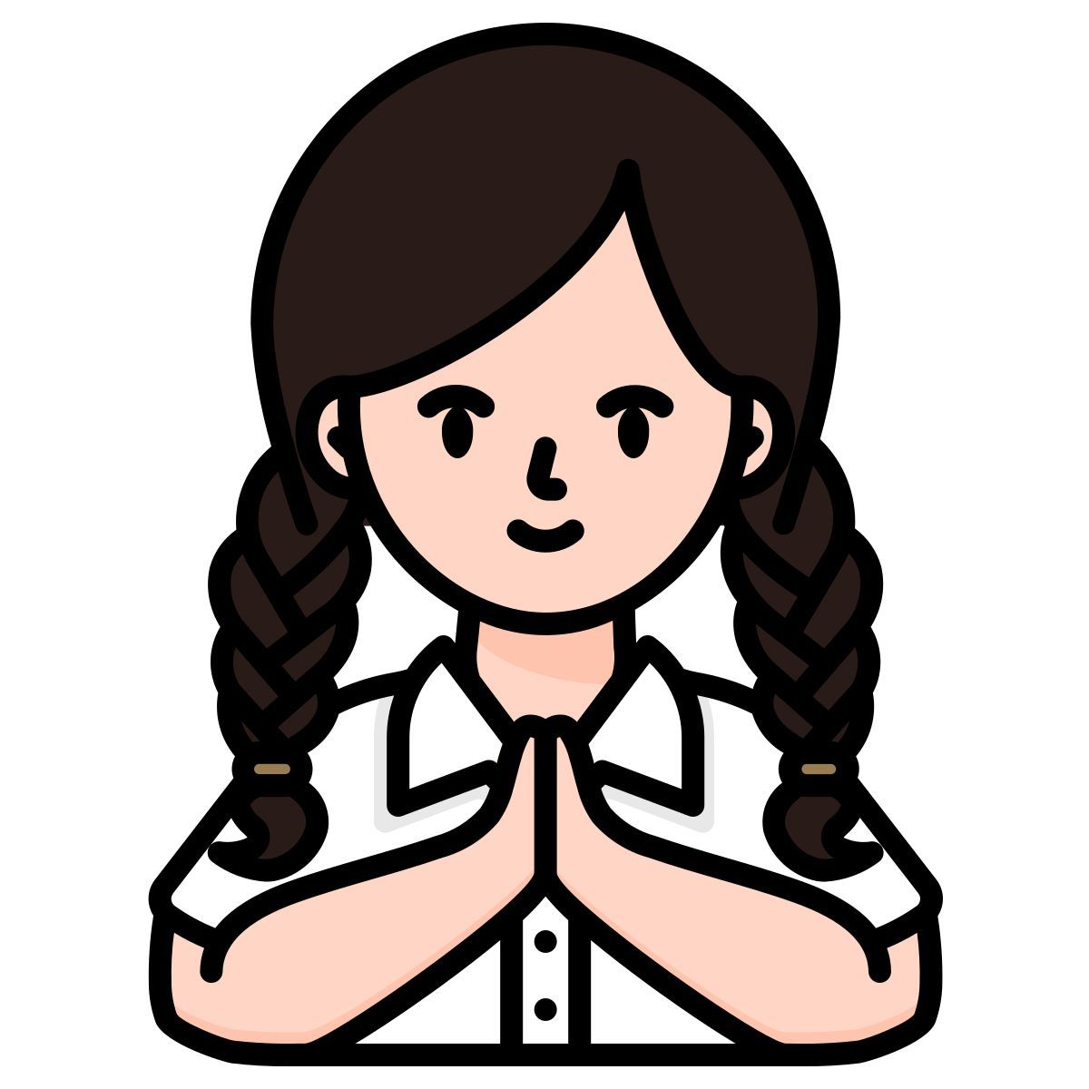 student girl school sawasdee hand gesture thailand greeting icon