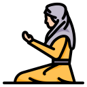 external prayer-Muslim-woman-praying-islam-Muslim-dua-religion-ddara-lineal-color-ddara icon