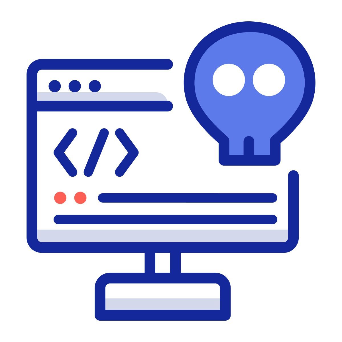 hacking; malware; virus; skull; code; programming icon