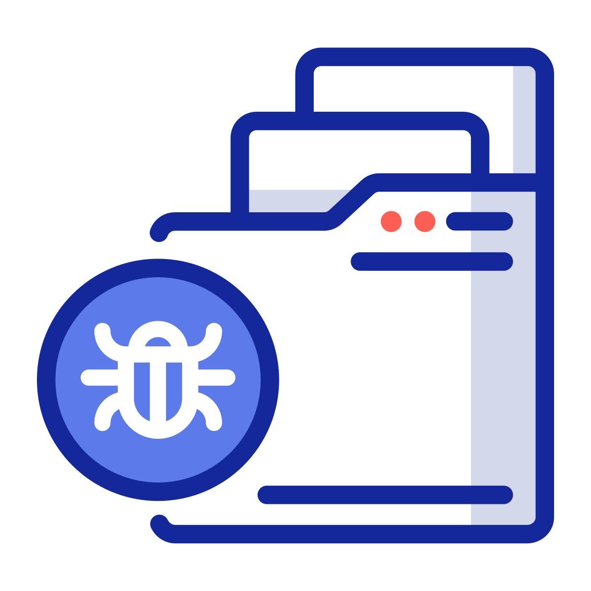 infected; bug; infected folder; malware; virus icon