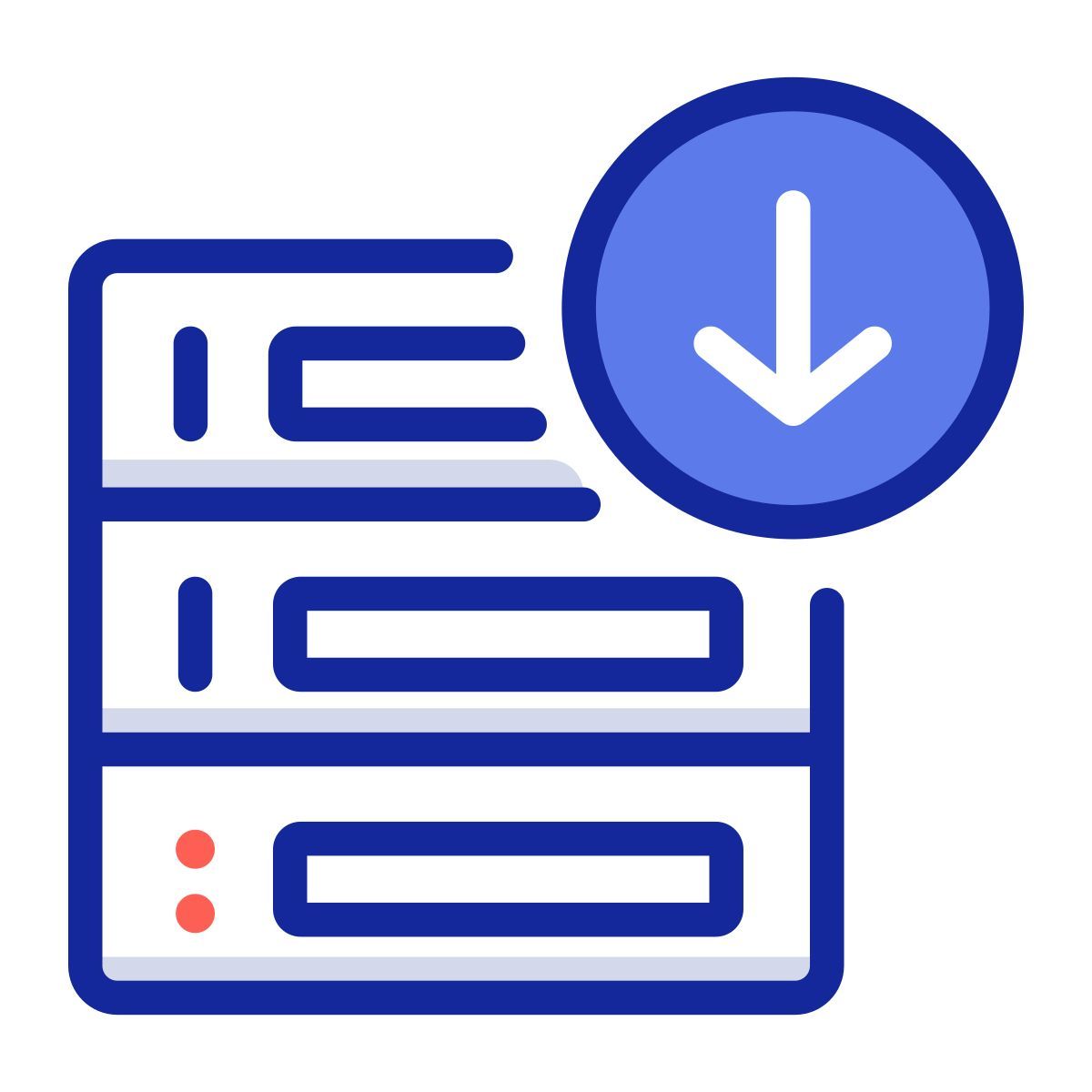 server down; hosting; electronics; server; networking; storage icon
