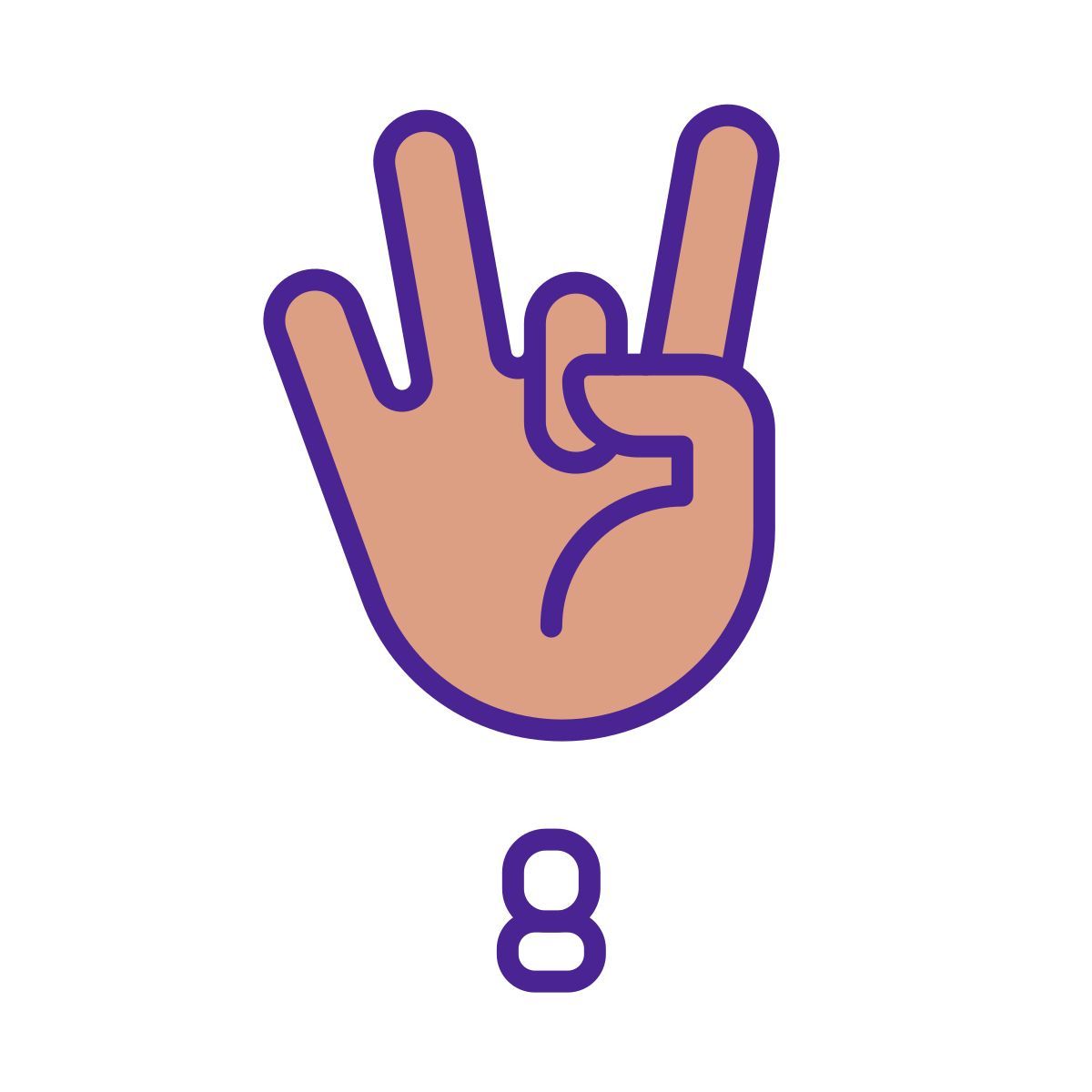 digit eight in asl icon