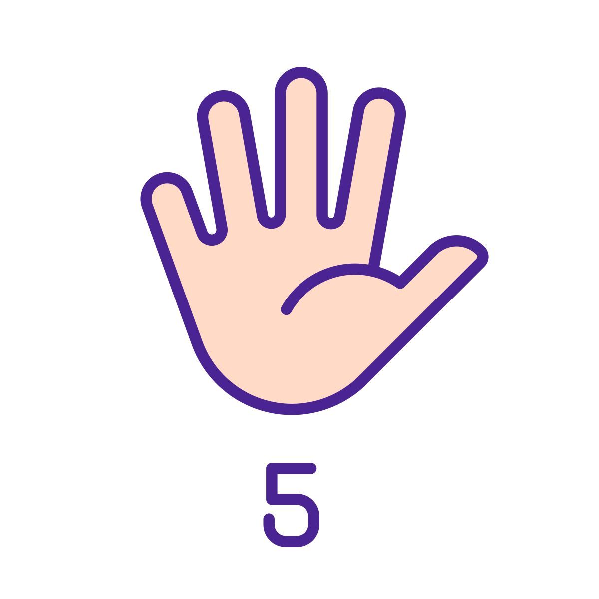 digit five in asl icon