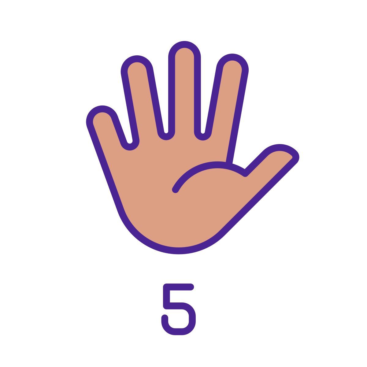 digit five in asl icon