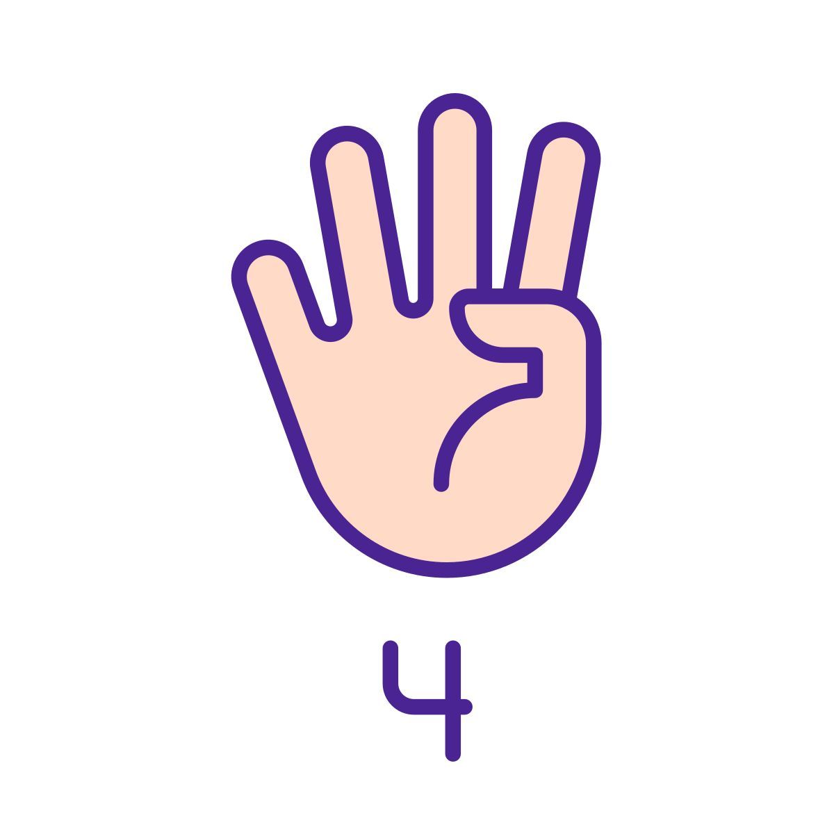 asl 中的数字四 icon