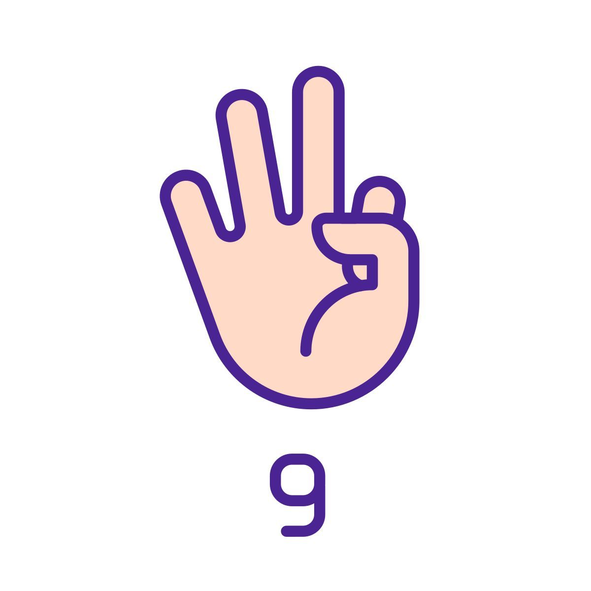 digit nine in asl icon