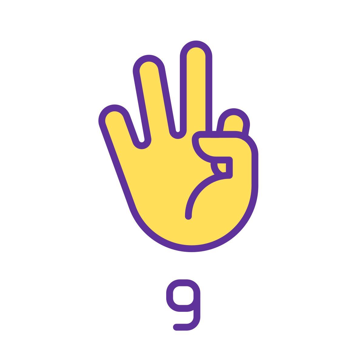 ziffer neun in asl icon