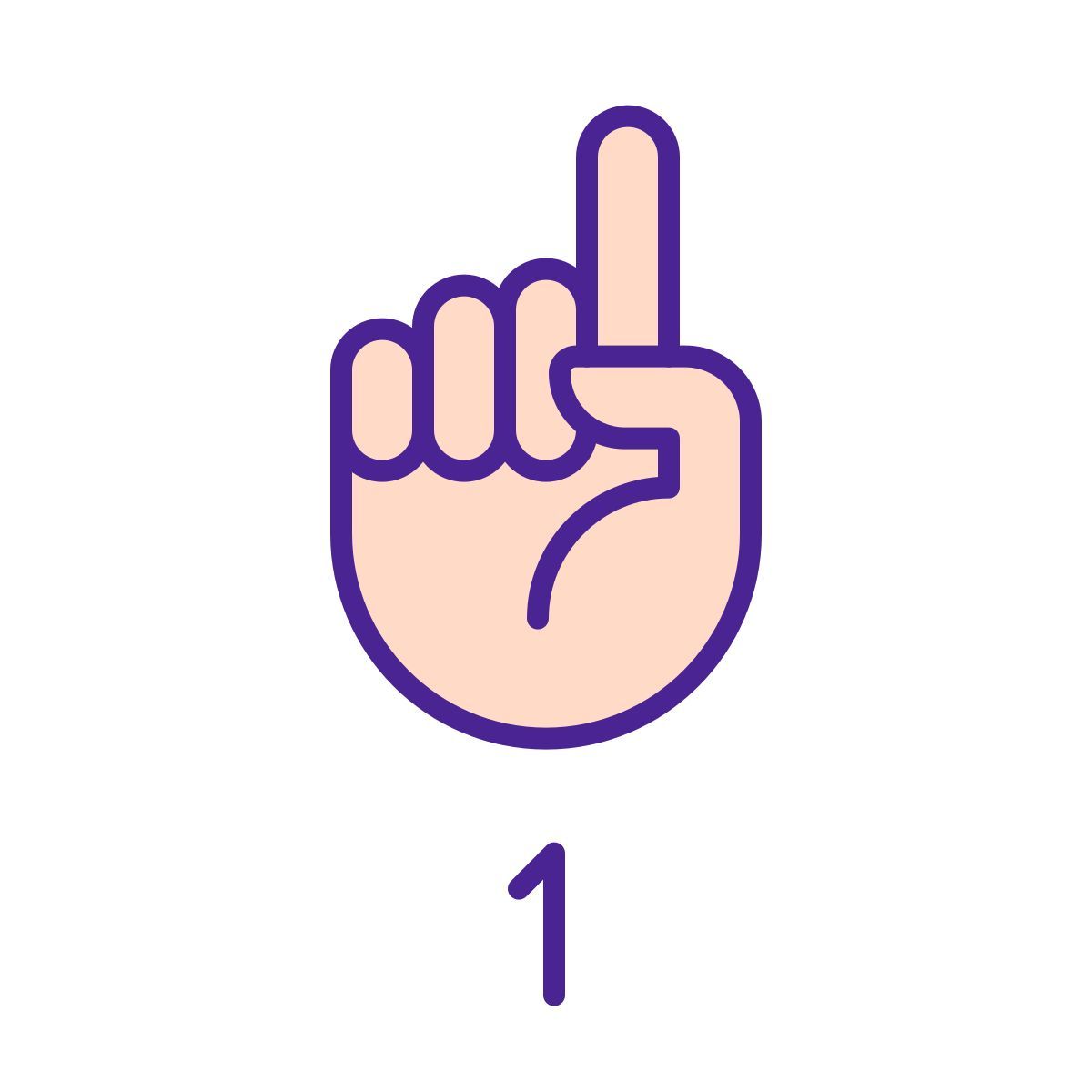 chiffre un en asl icon