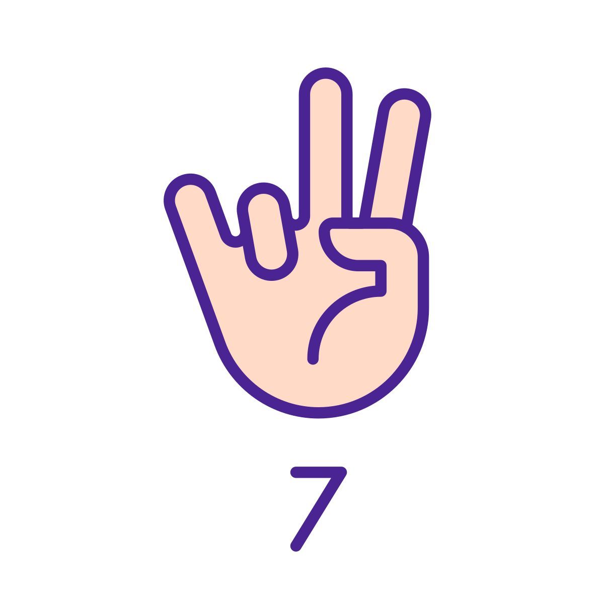digit seven in asl icon