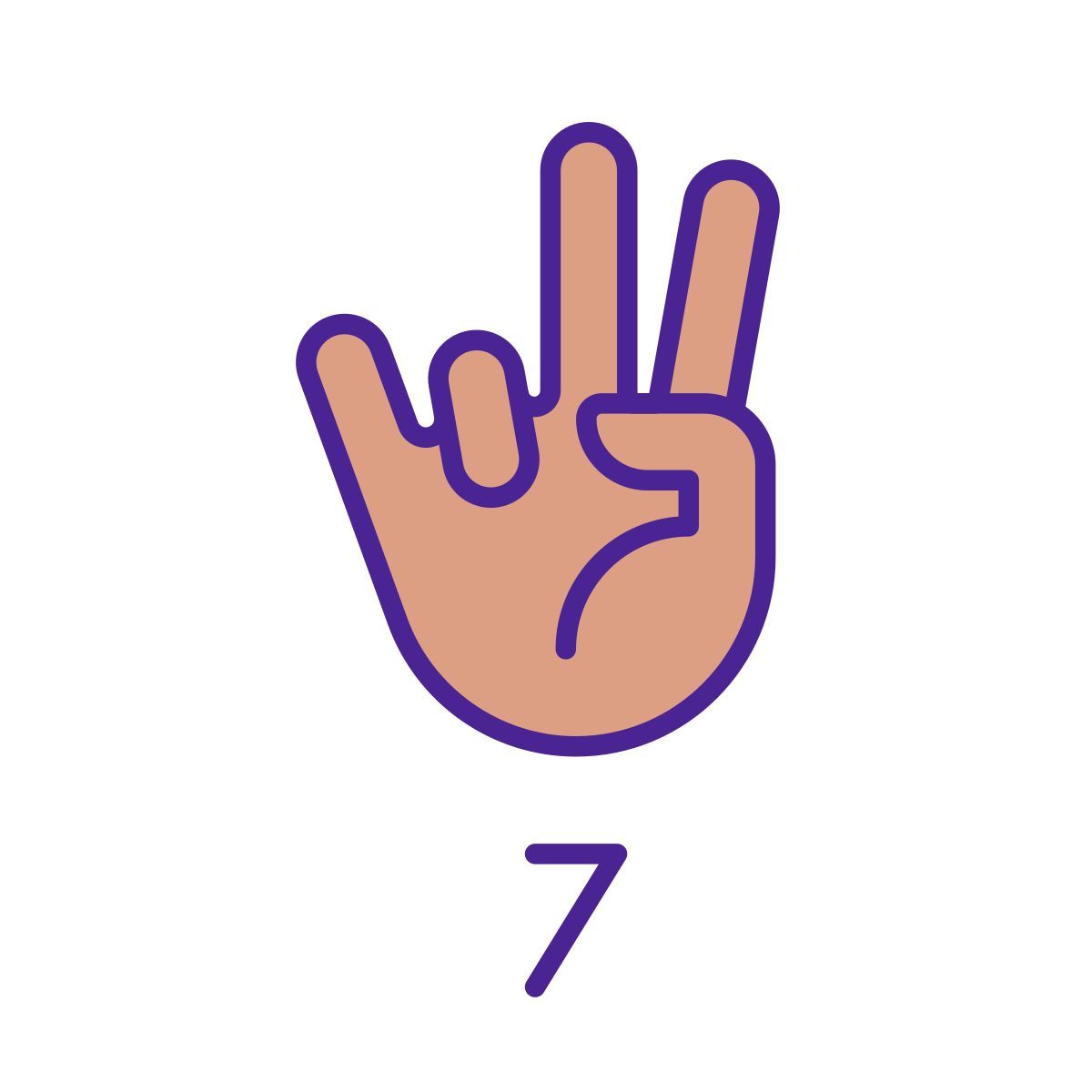 digit seven in asl icon