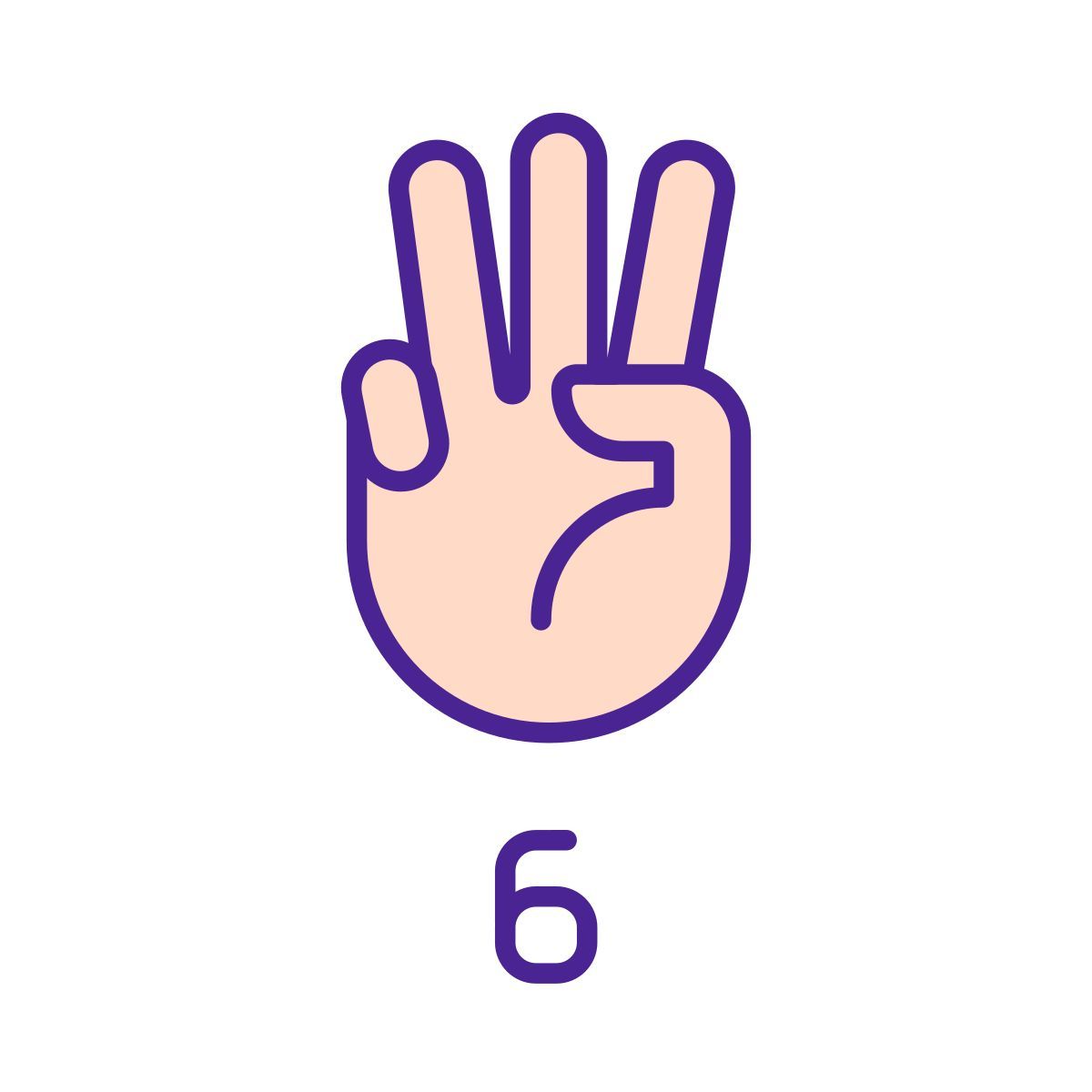 digit six in asl icon