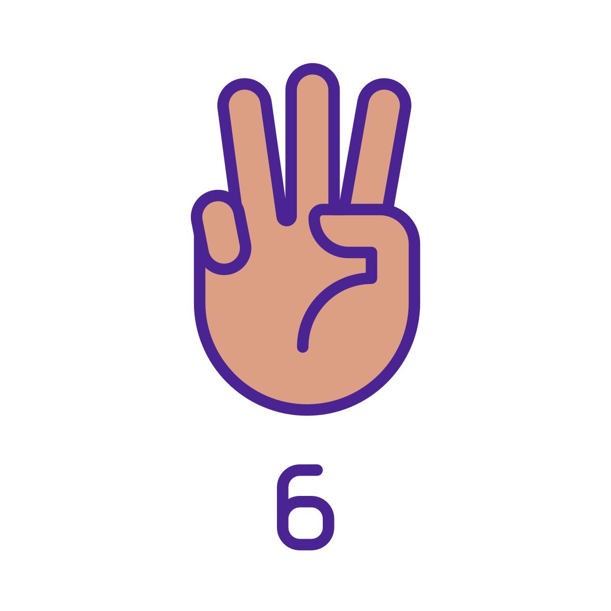 digit six in asl icon