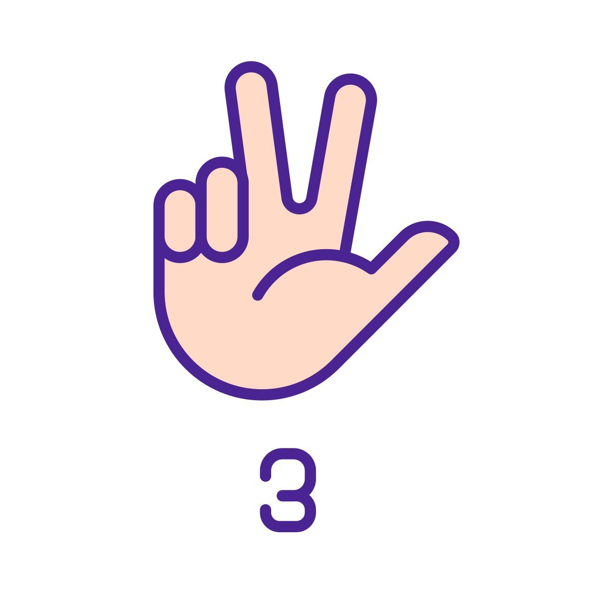 digit three in asl icon