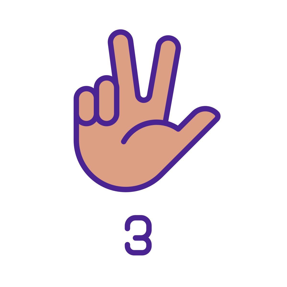 digit three in asl icon