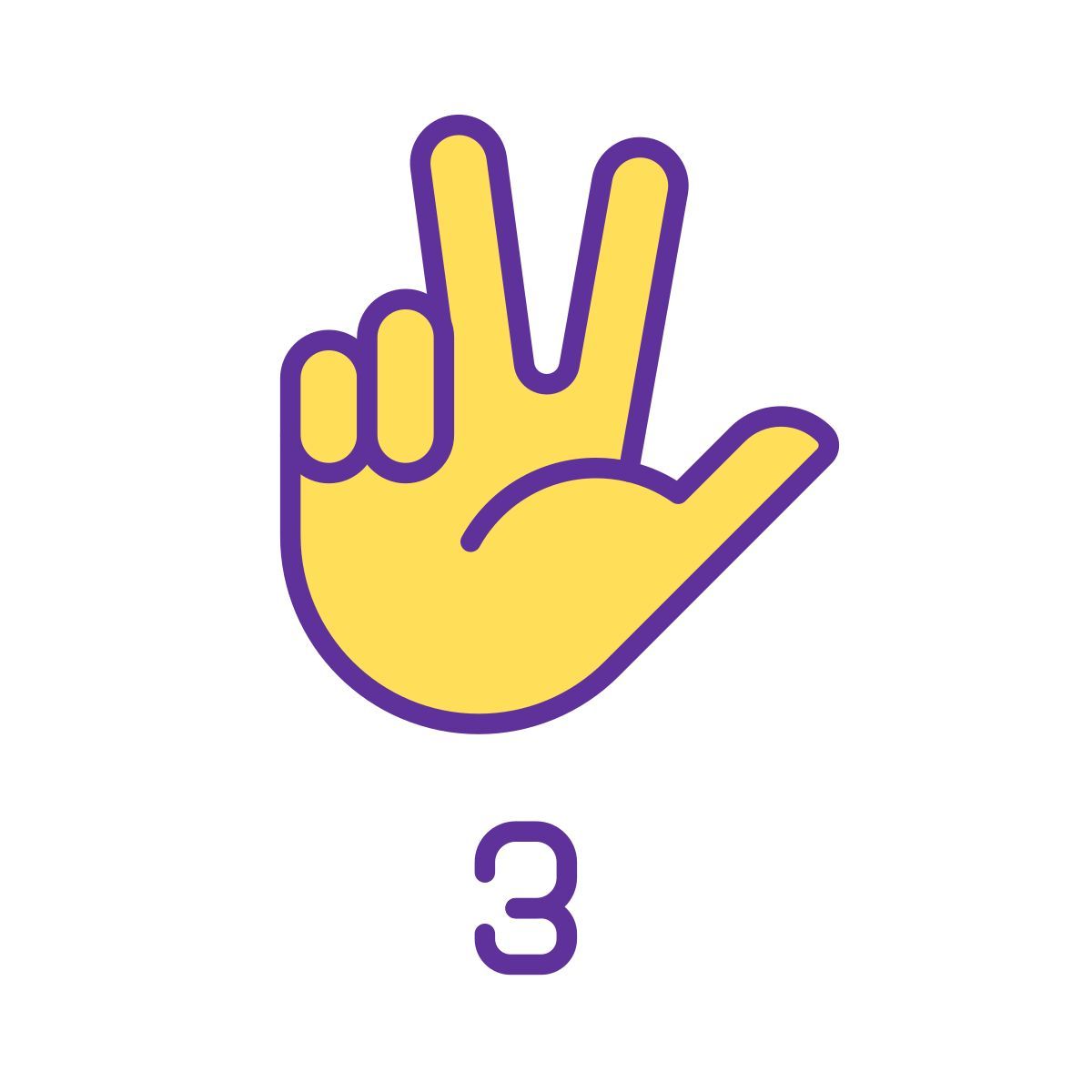 asl 中的数字三 icon