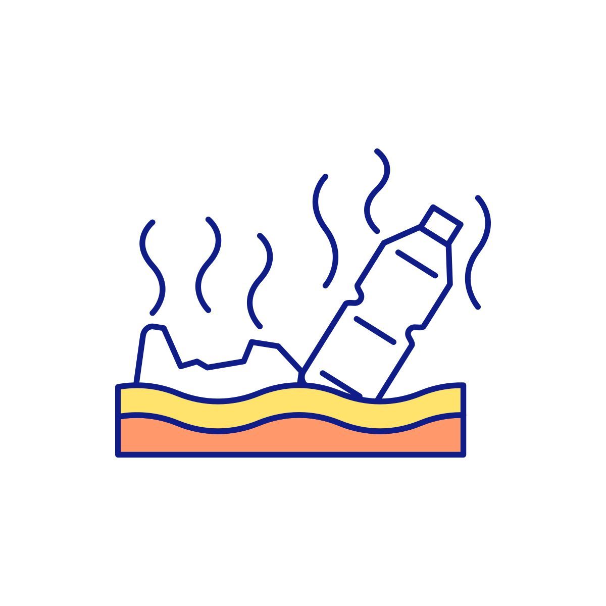 environmental pollution with plastic icon