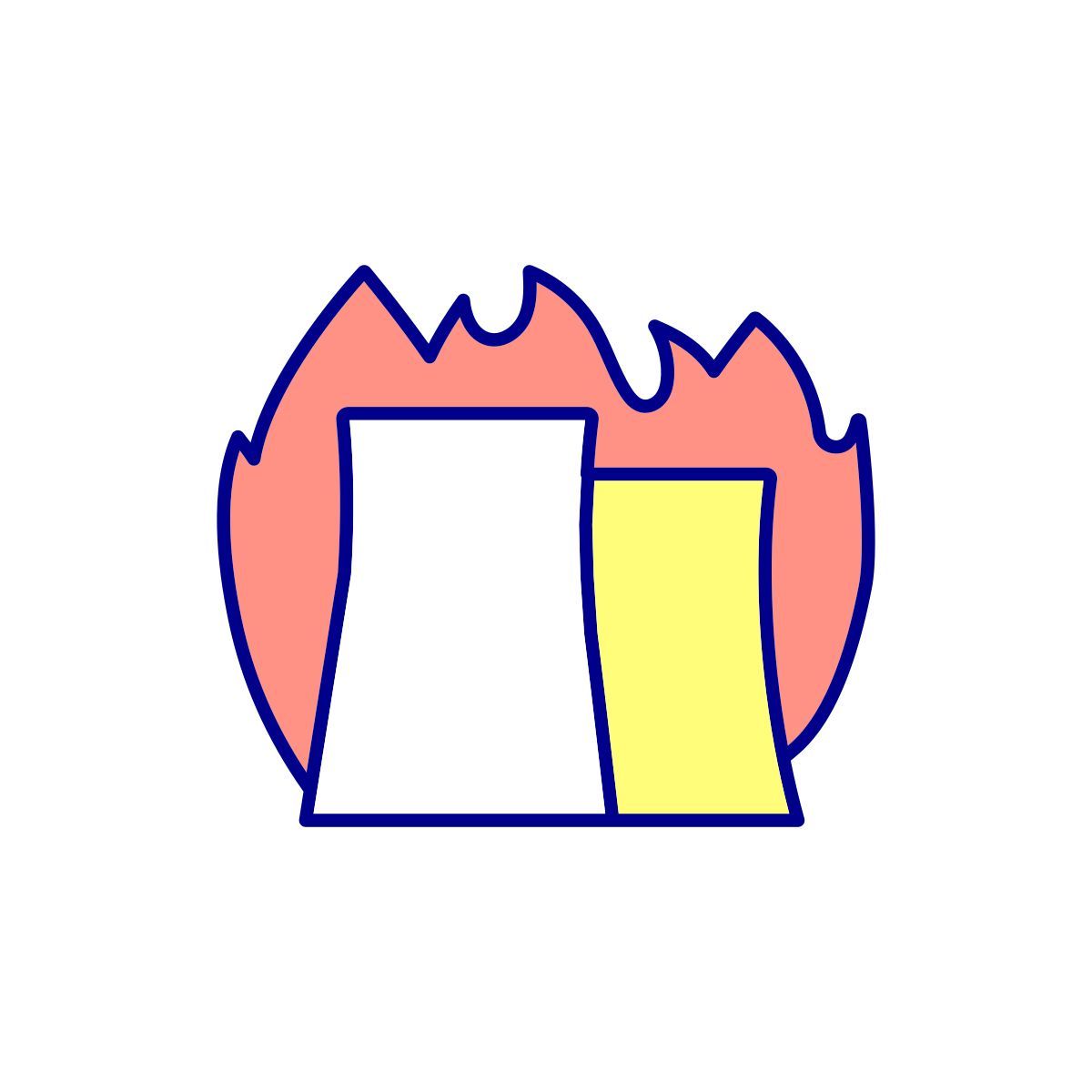 fire at nuclear plant icon
