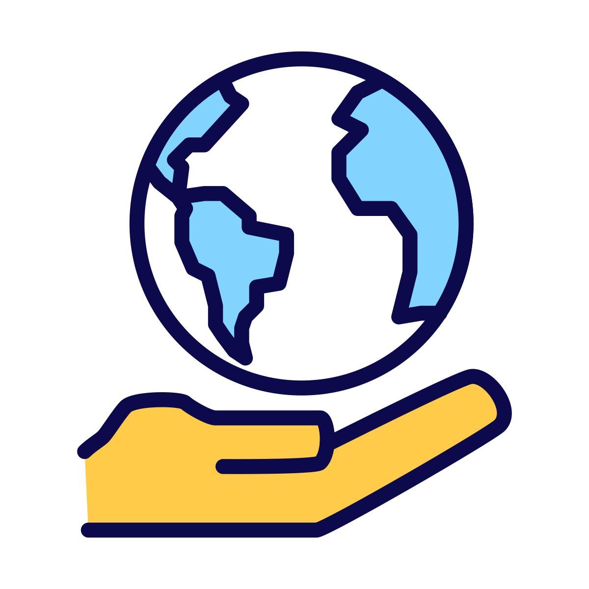 globe on hand icon