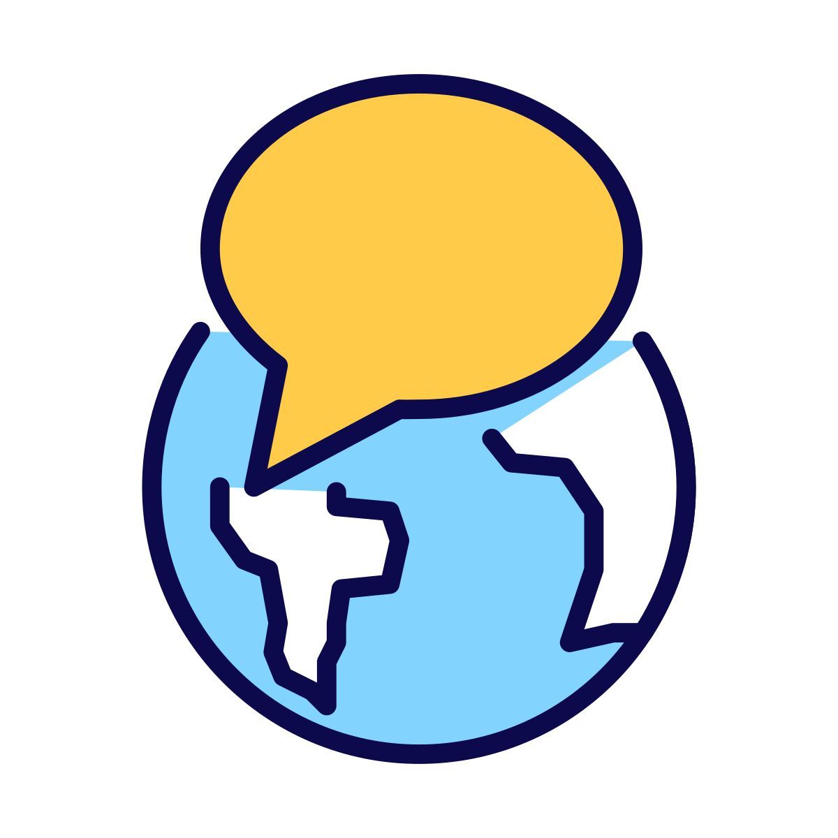 globe with speech bubble icon